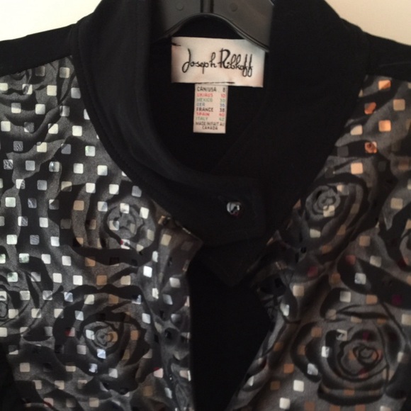 Joseph Ribkoff Black and silver rose Jacket Size 8 - Picture 3 of 6